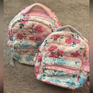SweetHoney Floral Backpack Set with Pink and Blue Accents